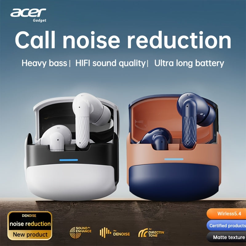 Auriculares Bluetooth | Auriculares inalámbricos Acer OHR548 con cancelación de ruido de mar profundo de 52 dB, diseño intrauditivo, tecnología