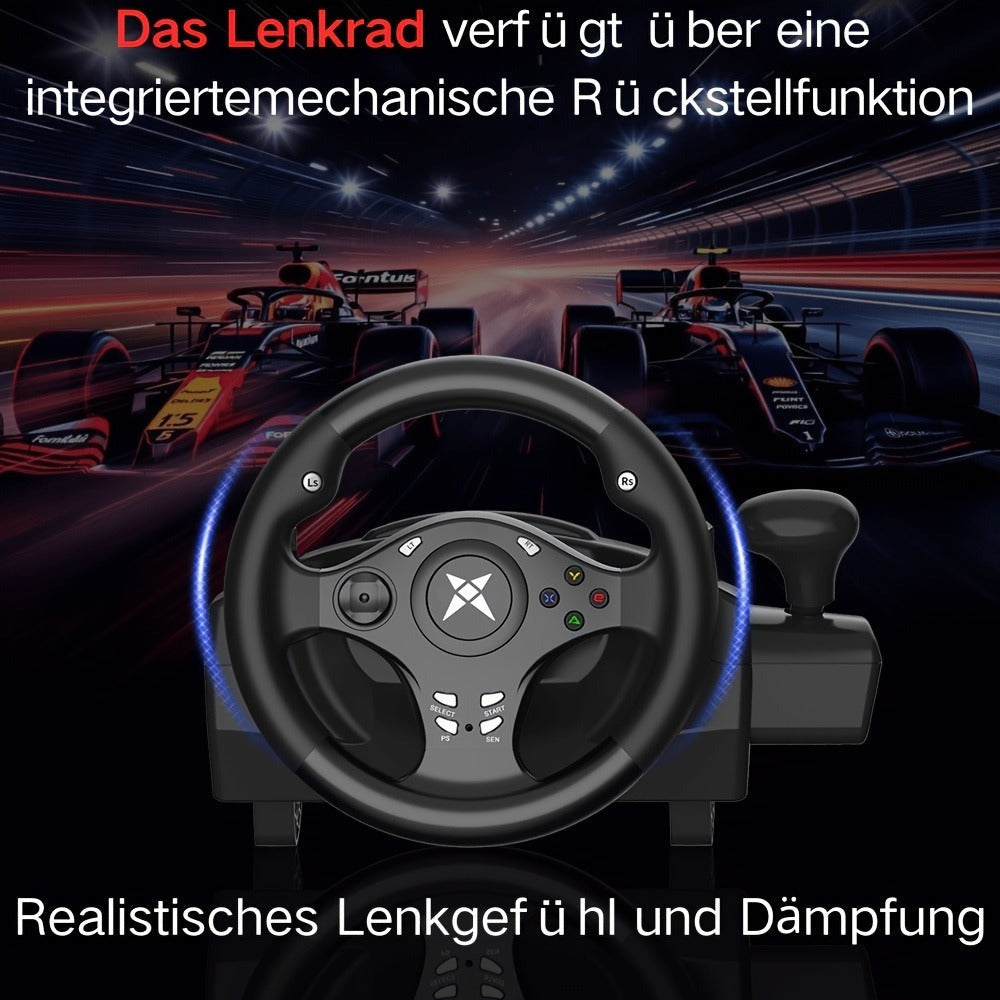 Volante de juego de carreras NBCP con pedales, volante de 270° con retroalimentación de fuerza, para PC, PS4/PS3, Android, simulador de carreras Real Racing