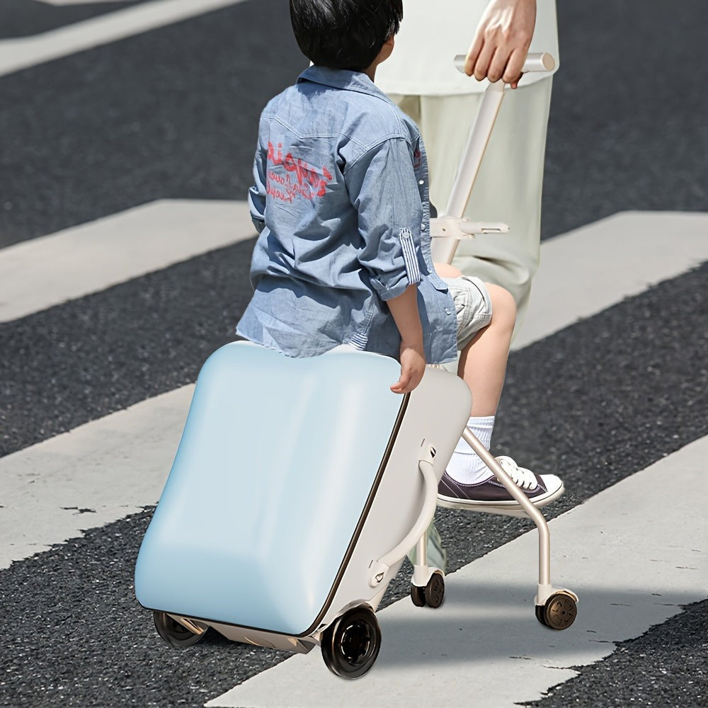 1 pieza Maleta de viaje con ruedas, tipo carrito, nueva, bonita, para sentarse y montar