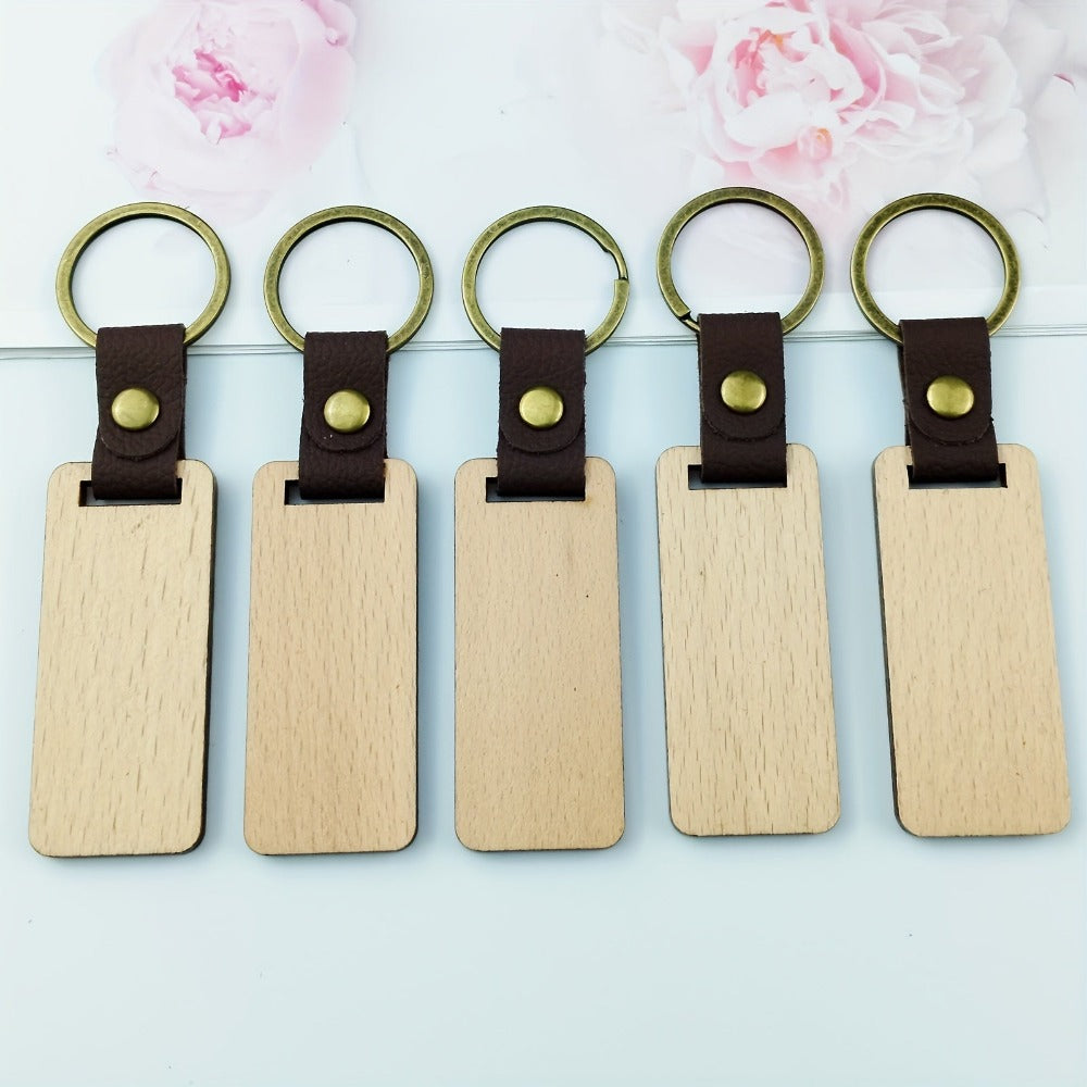 Dofiki 24/48/98 piezas de llaveros de madera de haya en blanco para diversas decoraciones de llaves, pintura, colgantes para proyectos de bricolaje, regalos festivos