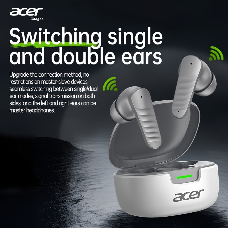 Auriculares Bluetooth | [Acer 2026 Nuevo] Auriculares inalámbricos TWS con graves potentes, llamadas estéreo, cancelación de ruido, duración
