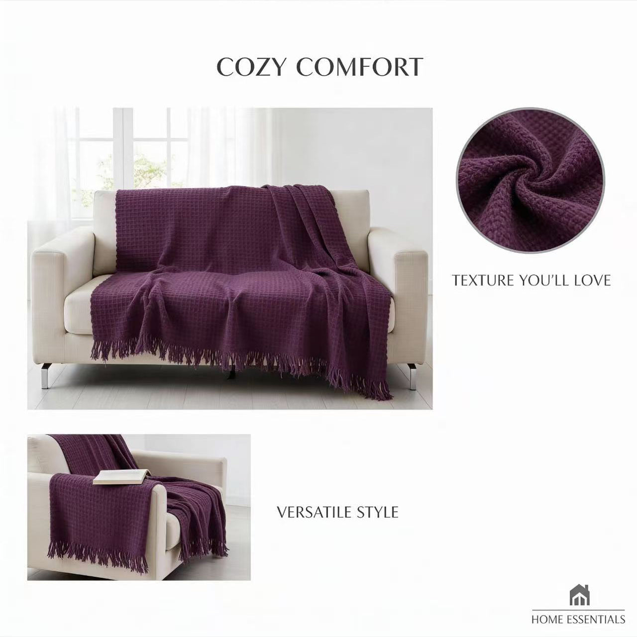 Colcha Multiusos de Algodón para Sofá y Cama, Manta Multiusos Four Seasons con Flecos, Cubresofá Elástico y Transpirable, Protector de Sofá Cubrecama Moderno