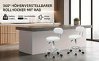 Bonnlo Taburete Giratorio Profesional con Respaldo, Taburete de Oficina Giratorio 360 Grados con Altura Ajustable de 48-58 Cm, Cubierta de PU, para Salón de Masajes, Manicura y Oficina (Blanco)