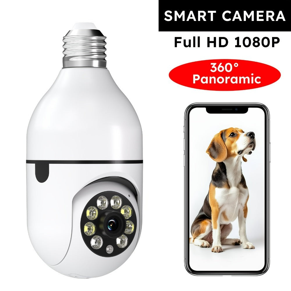 1pc Cámara de Seguridad 1080P HD Ease Life APP, Cámara Exterior Resistente a la Intemperie, Cámara Inalámbrica Wifi con Bombilla de 2.4Ghz, Enchufe de Luz E27 de 360°, Visión Nocturna a Todo Color, Detección de Movimiento, Vigilancia Doméstica, Regalo de