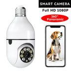 1pc Cámara de Seguridad 1080P HD Ease Life APP, Cámara Exterior Resistente a la Intemperie, Cámara Inalámbrica Wifi con Bombilla de 2.4Ghz, Enchufe de Luz E27 de 360°, Visión Nocturna a Todo Color, Detección de Movimiento, Vigilancia Doméstica, Regalo de