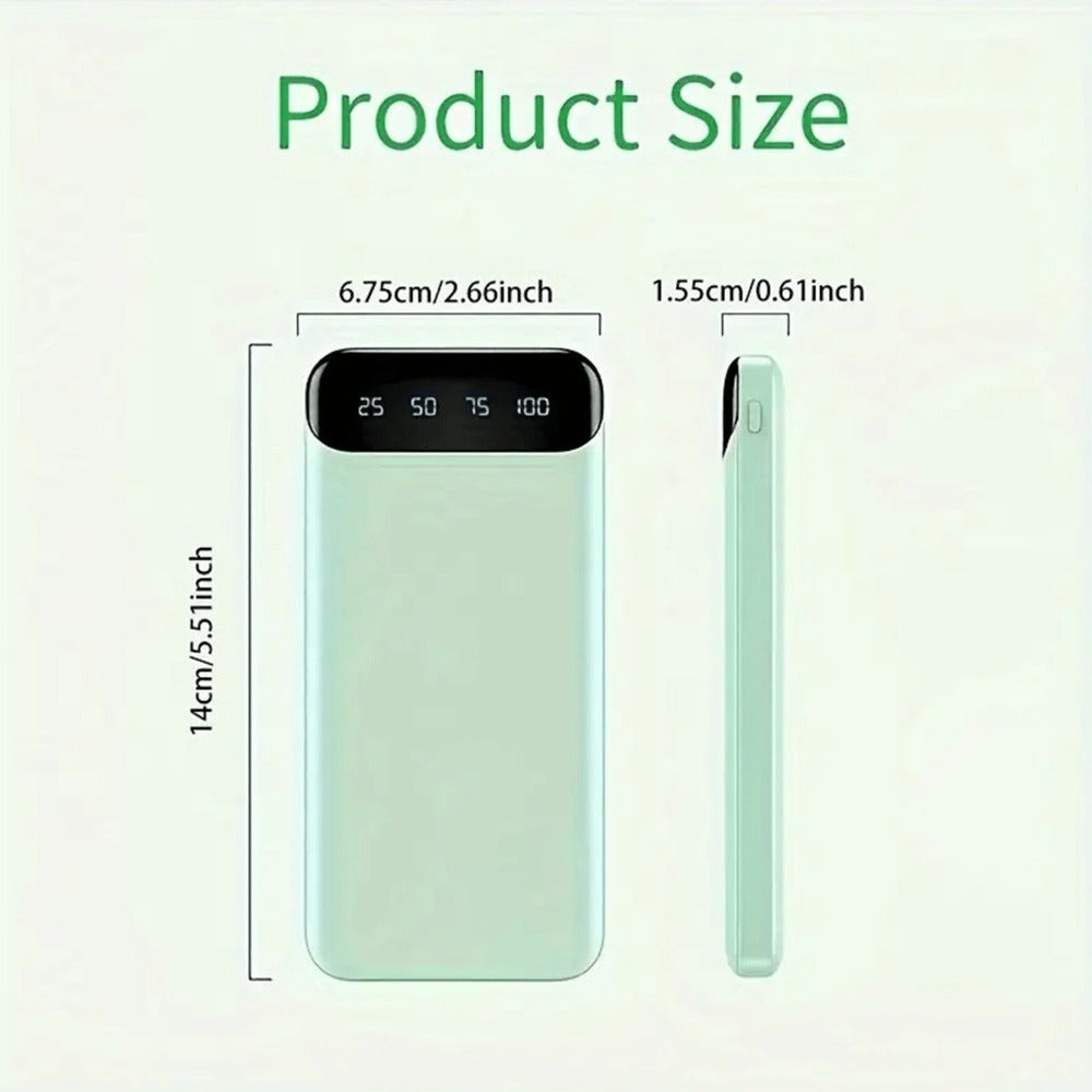 Batería Externa Portátil de Gran Capacidad de 20000Mah, 2 Salidas USB y Salida/Entrada Tipo-C, Ideal para Cargar Dispositivos Móviles, Equipada con Pantalla LED/ Múltiples Colores para Elegir, Dispositivo de Fuente de Alimentación de Emergencia Portátil p