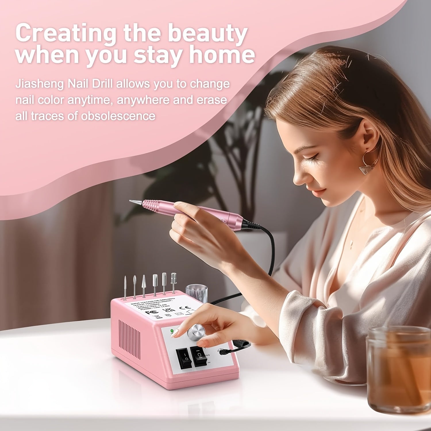 Lima Eléctrica para Uñas 20000 RPM, Pulidora de Acrílico y Gel, Herramienta Profesional Manicura Pedicura en Casa o Salón