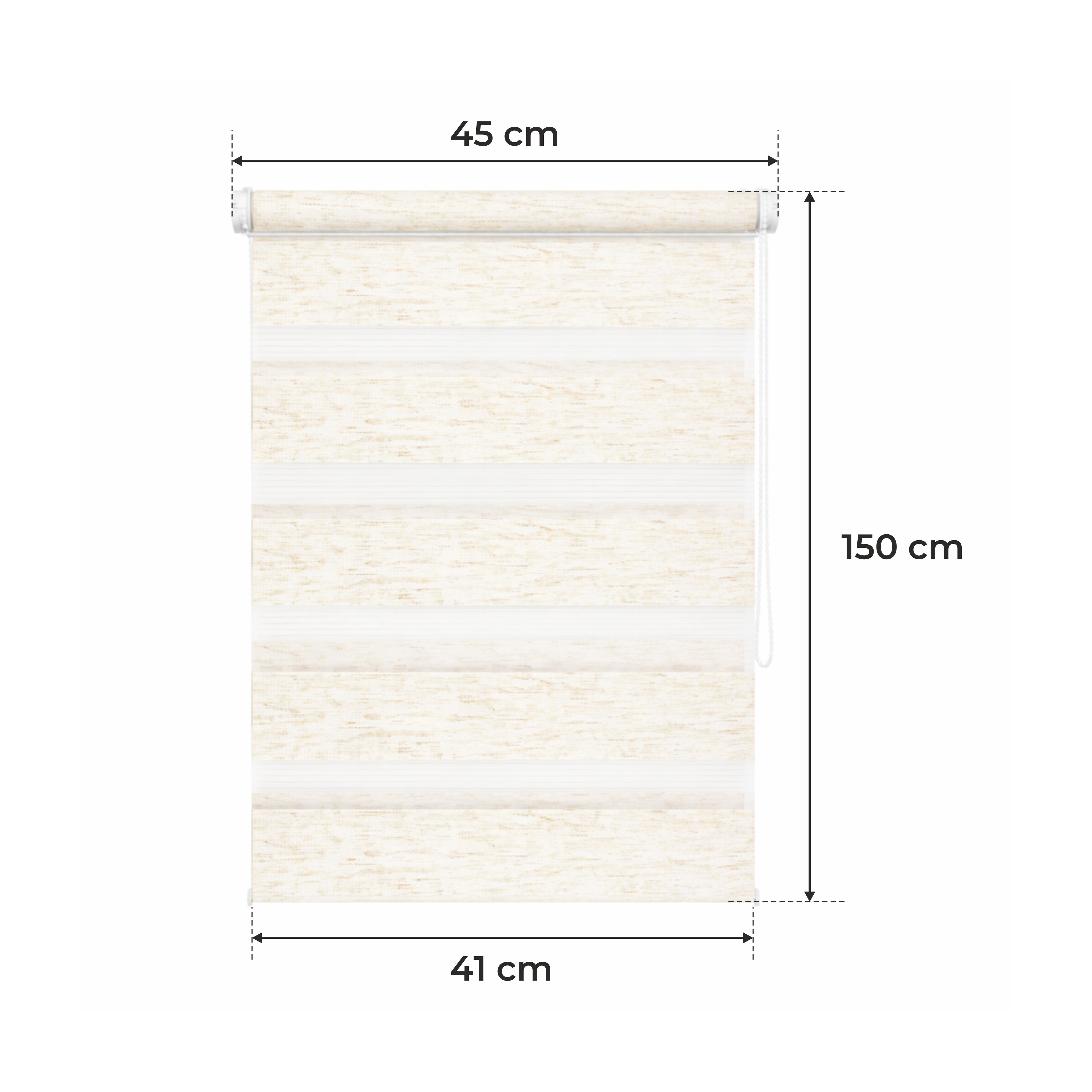 Persiana Día y Noche - Beige Melange - 32 Tamaños - BOJANEK Día y Noche - Instalación No Invasiva en Ventanas, Sin Necesidad de Taladrar, Ajuste por Cadena, Soportes Ajustables para Diferentes Grosos de Ventanas, Diseño Moderno, Protección de Luz y Privac