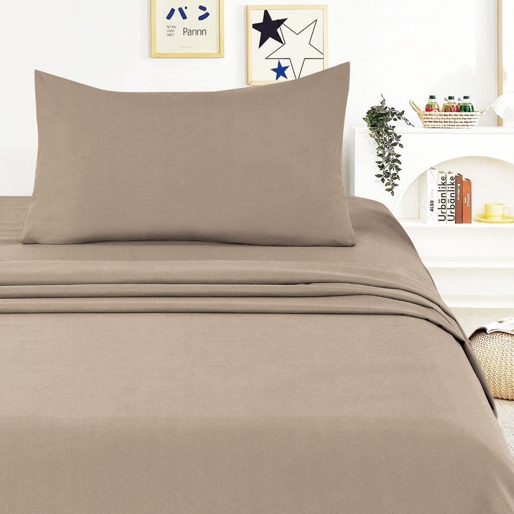 Juego de Sábanas Ligero Suave Fresca 4 Piezas para Cama de 90/105/135/150 cm – 100%Microfibra – Incluye Sábana Bajera Ajustable con borde elástico de 25 cm de profundidad, Sábana Encimera y 2 Fundas de Almohada – Suave, Transpirable y Confortable
