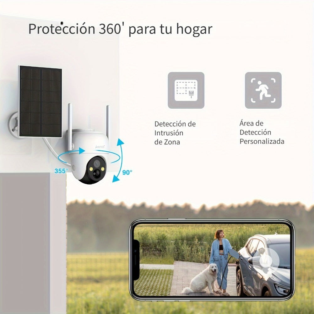 Cámara de seguridad PTZ Wifi para exteriores Laxihub, seguimiento automático, cámara de vigilancia CCTV con audio, visión nocturna a color, detección humana con IA, audio bidireccional, cámara de seguridad inalámbrica de 2.4Ghz, cámaras de seguridad para