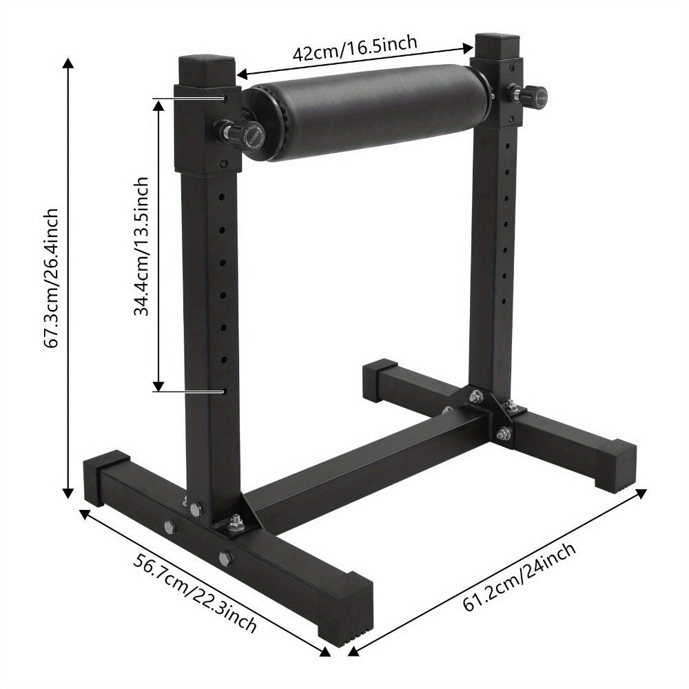 Soporte de sentadilla con pierna ajustable con rueda - Negro, 60,96x56,64x67,06cm, gran capacidad de carga (199,58KG), alfombras antideslizantes, perno de ajuste de altura, ideal para gimnasios y lugares de fitness en casa, sin batería