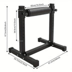 Soporte de sentadilla con pierna ajustable con rueda - Negro, 60,96x56,64x67,06cm, gran capacidad de carga (199,58KG), alfombras antideslizantes, perno de ajuste de altura, ideal para gimnasios y lugares de fitness en casa, sin batería