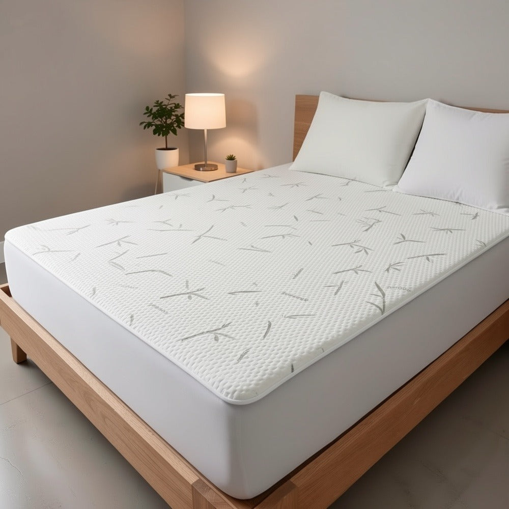 1 protector de colchón de aire 3D de bambú ultrasuave e impermeable - Sábana ajustable transpirable y refrescante, cubierta de colchón adecuada para colchones de hasta 30 cm, perfecta para dormitorios, habitaciones de invitados, residencias y apartamentos