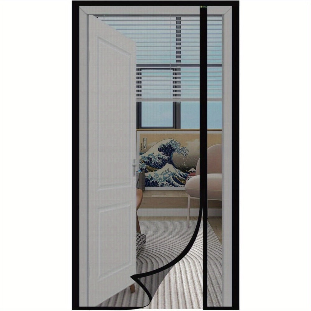Cortina mosquitera magnética de fibra de vidrio contra arañazos de gatos, protección contra insectos para apertura lateral, mosquitera magnética para puerta de balcón, fácil instalación, sin taladrar, 85x200cm, negra