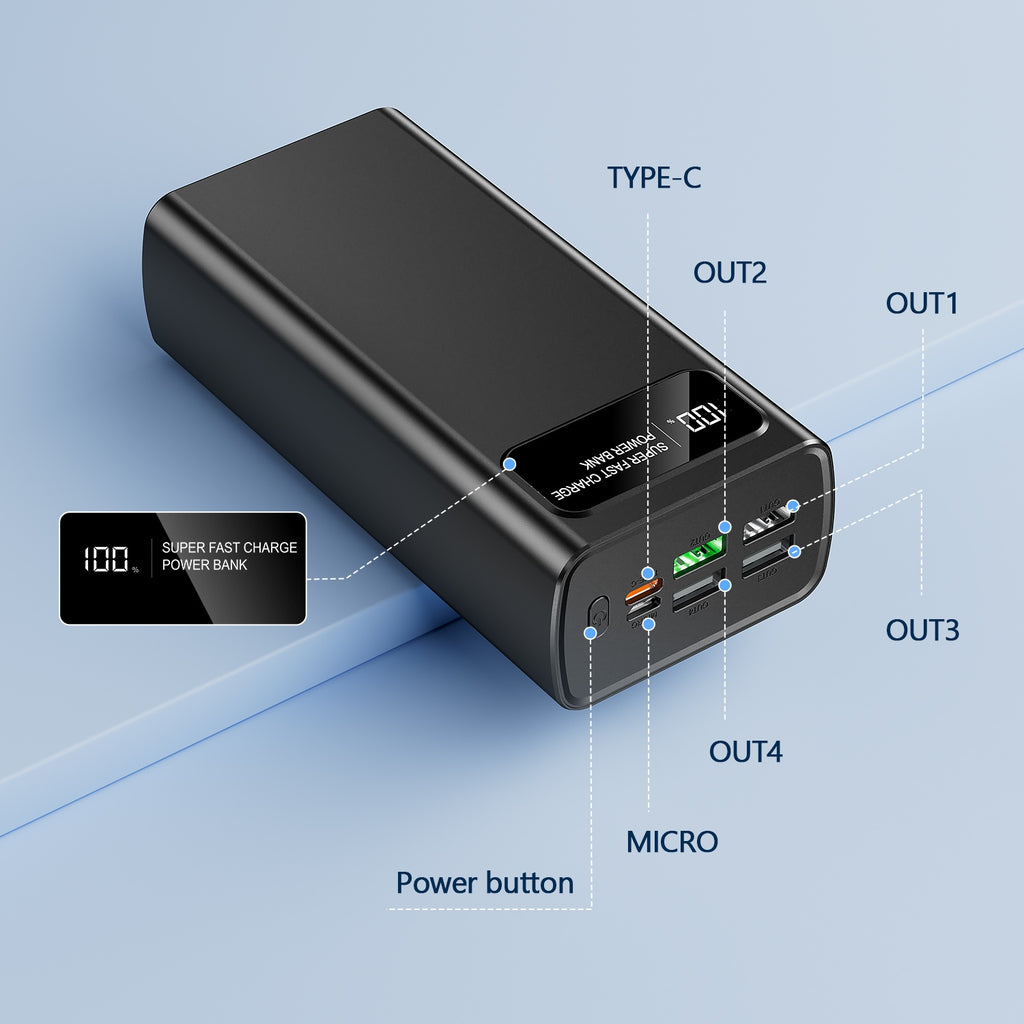 Power bank para carga durante viajes y uso diario | 30000 mAh y 22.5 W
