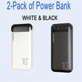 Paquete de 2 baterías externas, banco de poder de 22,5 vatios y 10000 mAh, cargador portátil con carga rápida LED, compatible con teléfonos inteligentes, tabletas, etc.