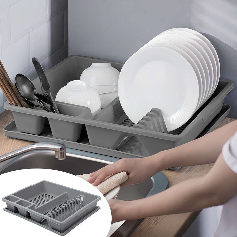 1pc Cesta de drenaje de cocina, escurridor de platos, escurridor de fregadero, gris, con soporte inferior para fregadero, base de bandeja de goteo, drenaje rápido, resistente y duradero, adecuado para escurrir platos, palillos y cucharas