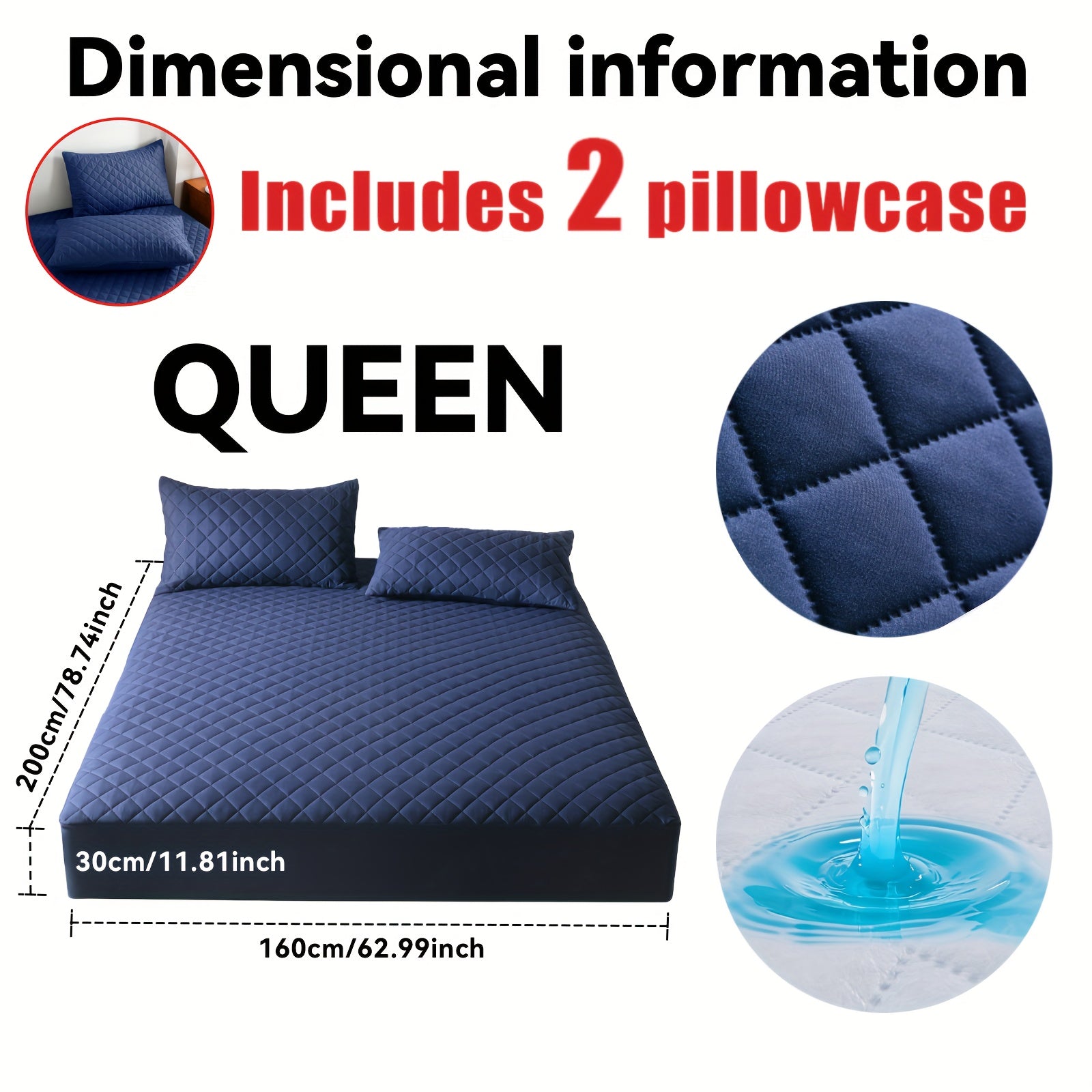 Este es un set de 3 piezas que incluye una funda protectora de colchón ultrasuave e impermeable y una media funda de almohada (el relleno de la almohada no está incluido). Cuenta con un diseño grueso y cálido en un color sólido, lo que lo convierte en una