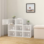 1pc Zapatero, con 18 Cajas Apilables para Zapatos, Sistema de Estantes para Zapatero con Cierre Magnético, Estante de Plástico DIY, 25x19x35cm, Blanco Transparente