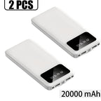 Baterías externas | 20000mAh-2pcs Banco de Energía Móvil de Gran Capacidad, Carga para Dispositivos Móviles, Pantalla LED/ Doble Interfaz de