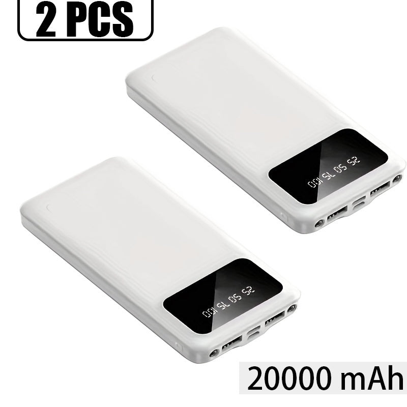 Baterías externas | 20000mAh-2pcs Banco de Energía Móvil de Gran Capacidad, Carga para Dispositivos Móviles, Pantalla LED/ Doble Interfaz de