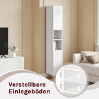 1pc Armario Alto para Baño, Armario de Baño de 2 Puertas, 2 Compartimentos Abiertos, Muebles de Baño con Estantes Ajustables, Armario de Almacenamiento para Baño, Blanco, 30 x 180 x 28cm
