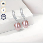 Caja de Regalo YAMI, Pendientes de Perlas de Agua Dulce para Mujer, Pendientes de Perlas de Agua Dulce, Blanco/Morado/, Pendientes de Plata Esterlina 925 Hipoalergénicos, Adecuados para Regalos de Joyería para Mujer en Cualquier Ocasión, Regalos de Cumple