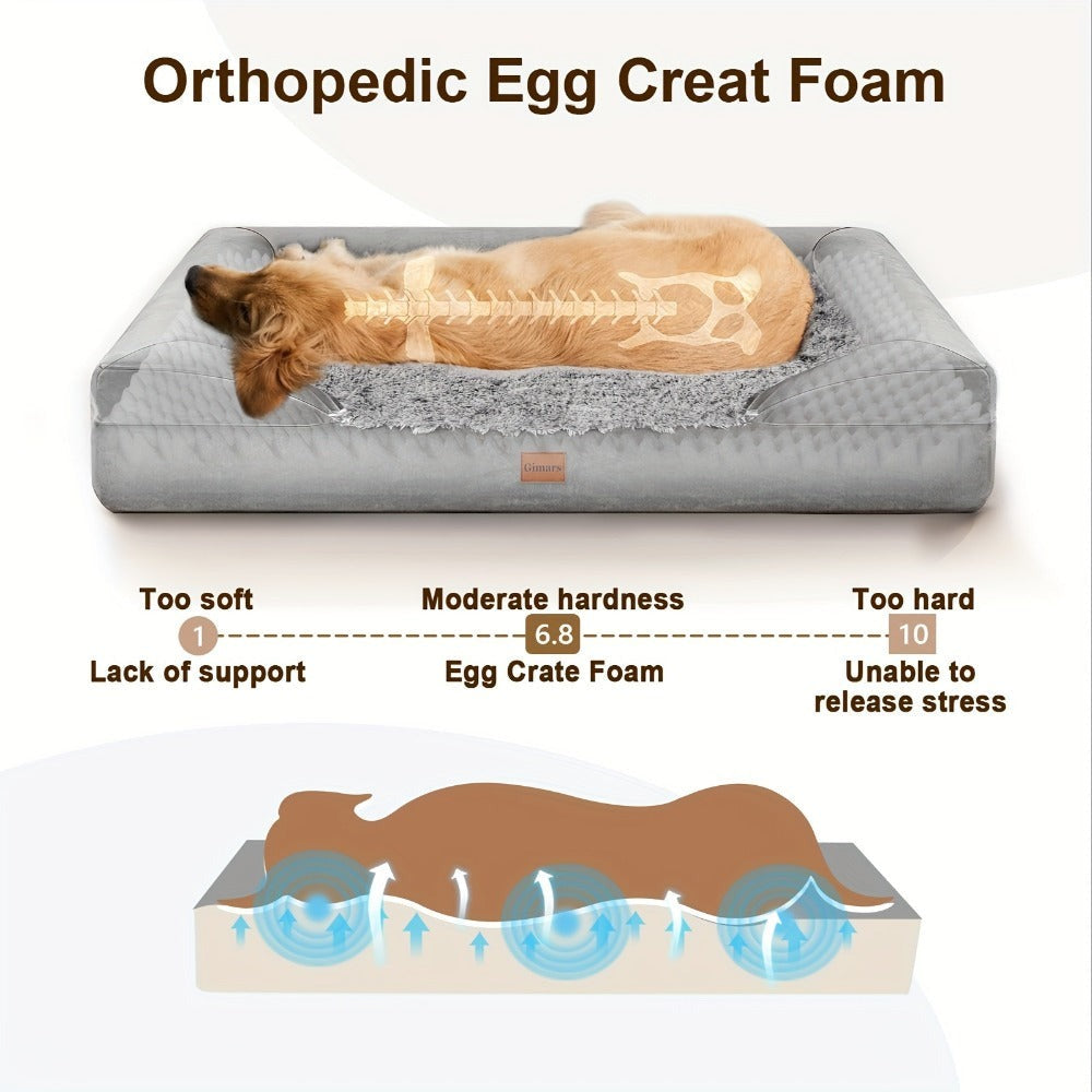 Cama Ortopédica para Perros con Espuma Viscoelástica | Soporte de Alta Densidad 65D | Acolchado de 10 cm de Grosor | Funda Removible Lavable a Máquina | Especial para Perros Medianos, Grandes y Senior