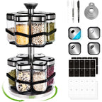 Organizador de Especias Giratorio de Dos Niveles con 6 o 12 Frascos de Especias de 120 ml Cada Uno, Diseñado para una Fácil Selección con Rotación de 360° y Orificios de Tamiz, Hecho de Acero Inoxidable para una Organización Práctica de Especias