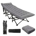 Cama de campaña para adultos con cojín extra grueso de 4 cm, cómoda y plegable, cama portátil para dormir, soporta 150 kg