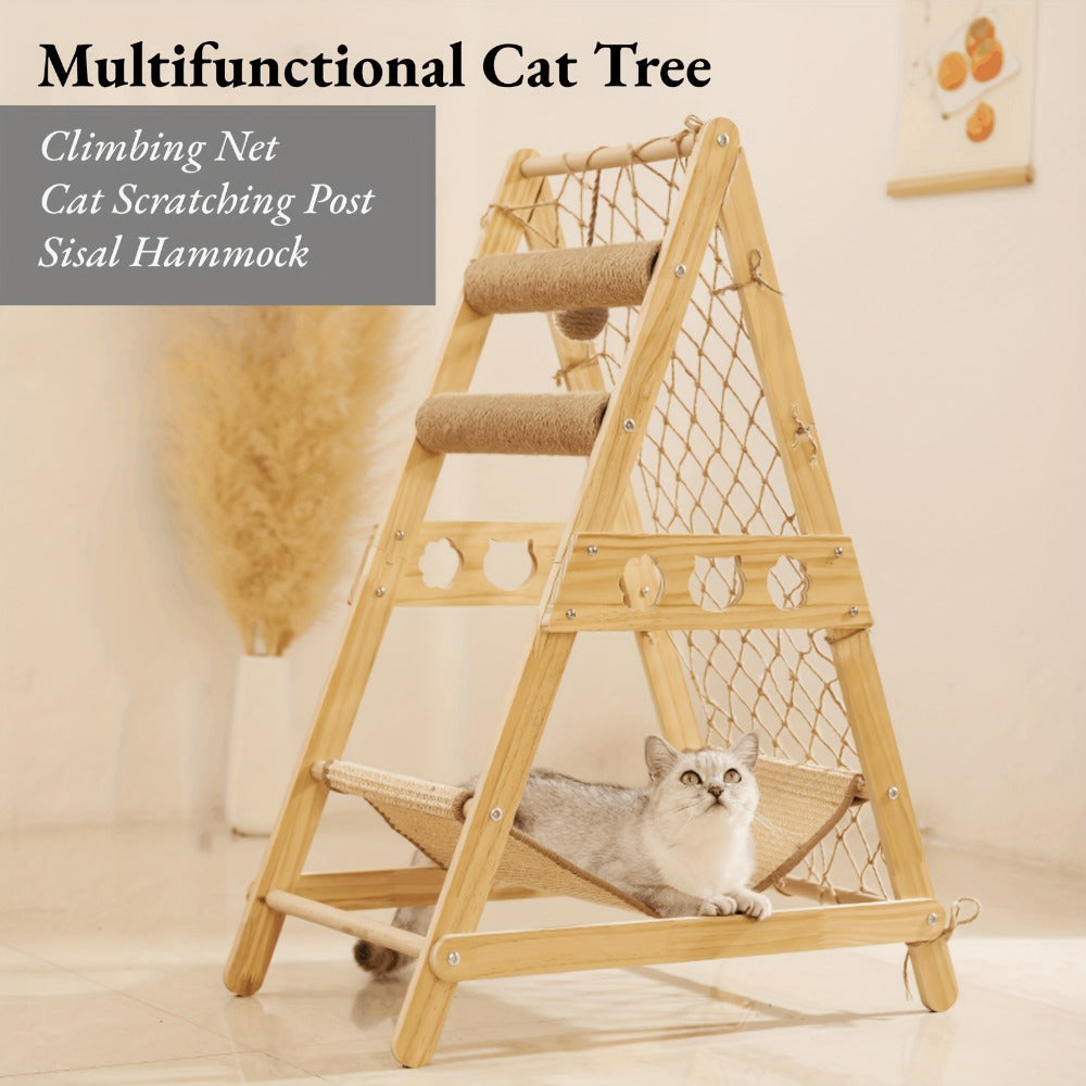 Rascador para gatos | Torre para Gatos Adecuada para Interiores, Centro de Actividades de Múltiples Pisos con 2 Postes para Rascar, Cama para