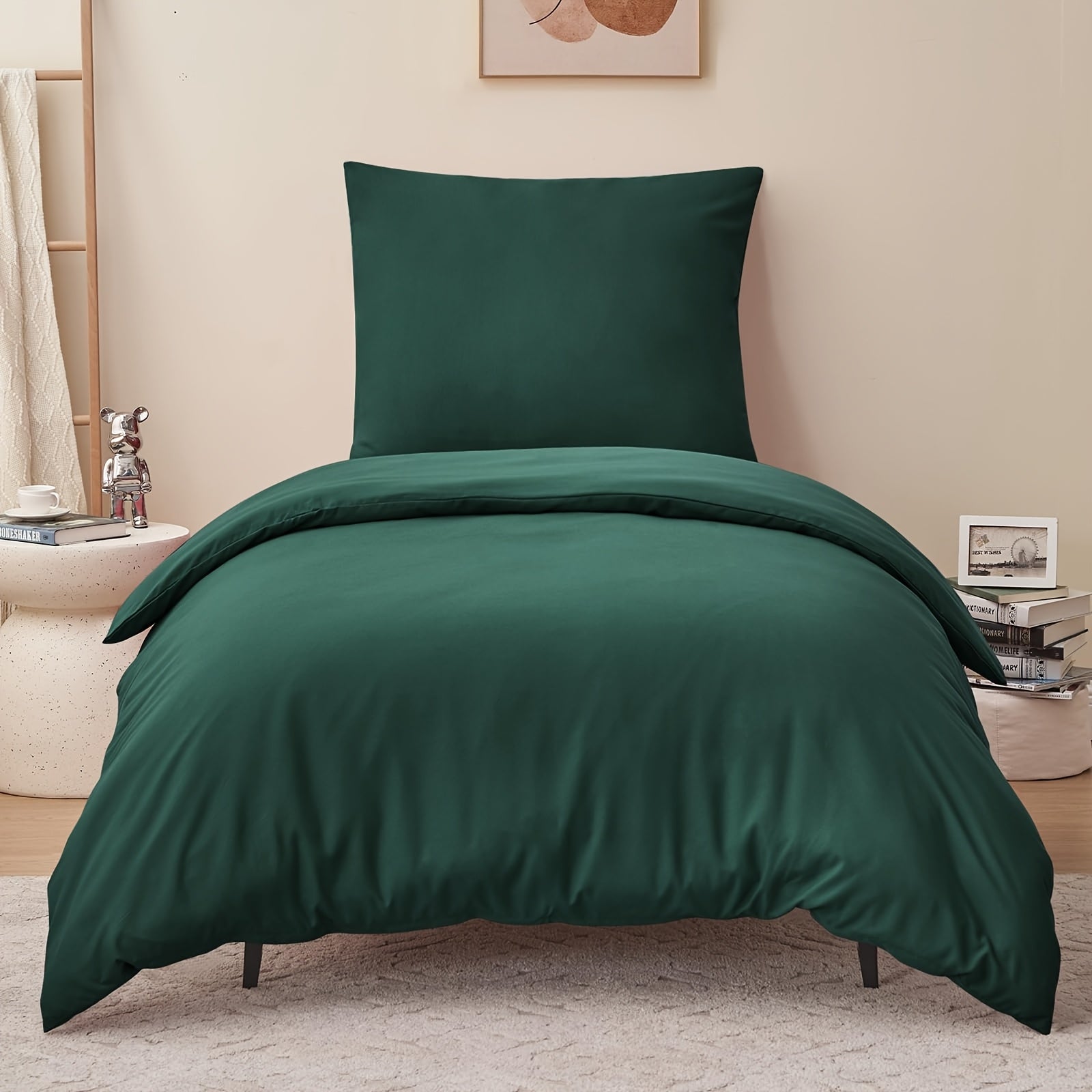 Juego de cama de 3/4 piezas, incluye funda nórdica 100 % algodón - Ropa de cama suave para toda estación, resistente a la luz, diseño con cremallera, tejido de color liso, varios tamaños (135x200, 155x220, 200x200, 200x220) - Estilo moderno minimalista, d