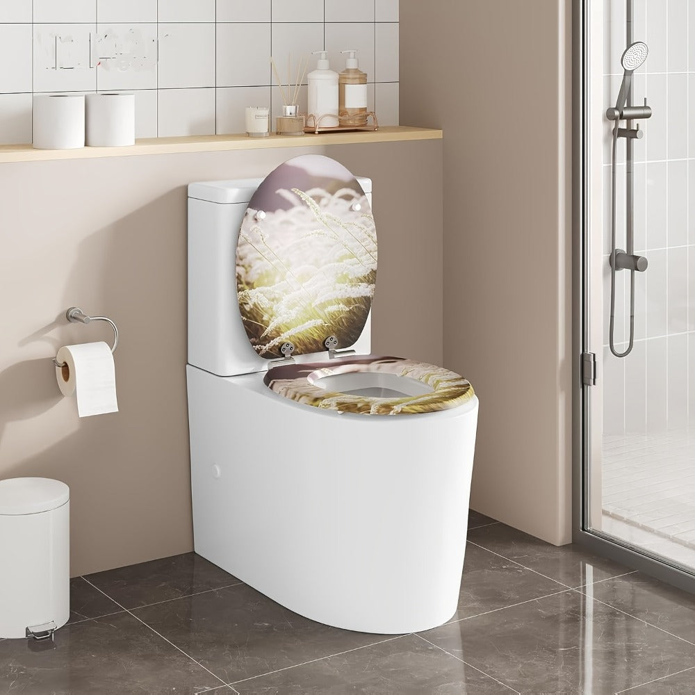 Asiento de inodoro con cierre suave de madera | Para baño y sustitución rápida