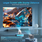 Proyector 4K con Soporte 1080P HD Local con Wifi6 y BT5.4, 650ANSI, Cine en Casa con Enfoque Automático y Keystone, para Uso en Interiores, Proyector Inteligente Compatible con Teléfono/Dispositivo TV/PC/PS5