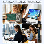 RELNDOO Tablet Android 16 de 12 pulgadas, 24GB (8+16) RAM, 256GB ROM, T615 Octa-Core, 8000Mah, Tablet PC 2-En-1 con Teclado, Ratón Inalámbrico, Funda, Lápiz Óptico (No Electrónico), Ideal para Películas y Lectura, Perfecto para Oficina, Estudio, Regalo de