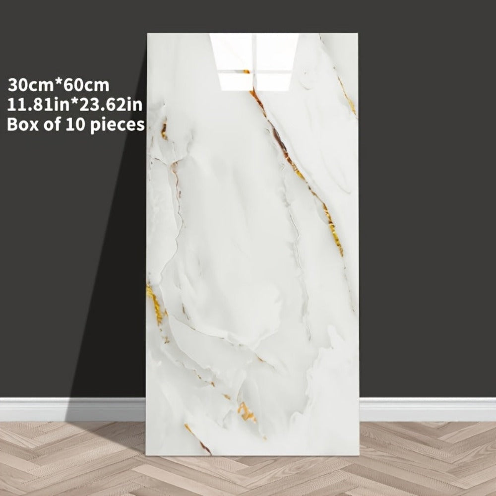 50/20/10 piezas Azulejos de pared autoadhesivos con efecto mármol, Adhesivos de pared de espuma de vinilo, Papel tapiz mural con patrón dorado fácil, Fácil de limpiar y cortar, Adhesivos de pared duraderos, para renovación de baño, sala de estar, cocina,
