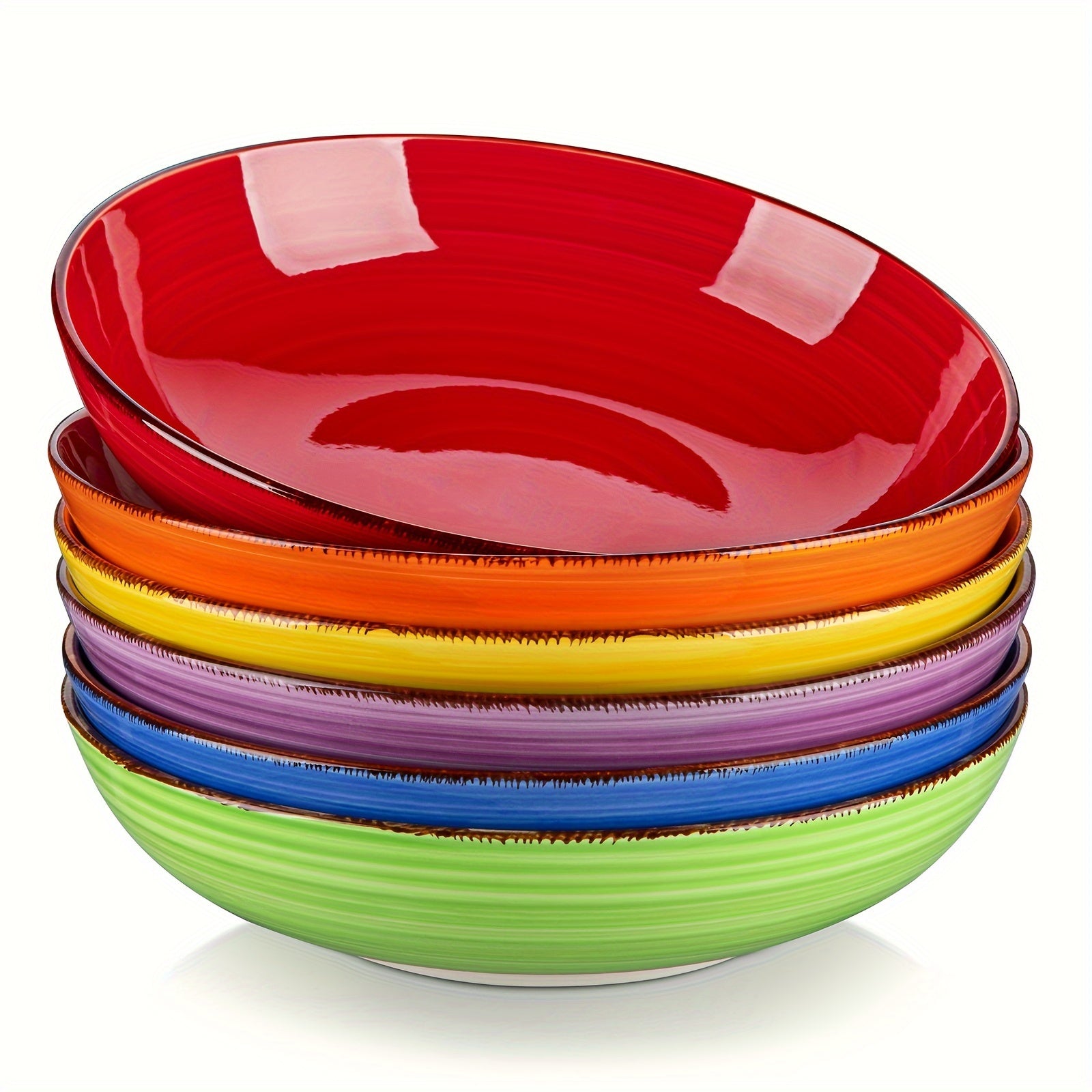 Juego de 6 tazones de arcilla coloridos para pasta, cada uno con una capacidad de 1140 ml, perfectos para servir sopa