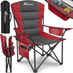 TRESKO® Silla de Camping Plegable hasta 200Kg | Silla Plegable con Bolsa Nevera, Portavasos y Bolsillo Lateral | Silla XXL Plegable Incluye Bolsa de Transporte | Silla de Pesca Acolchada para Exterior, Pesca, Festival y Jardín