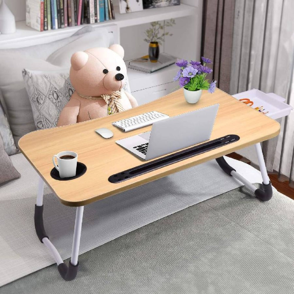 Escritorio plegable para computadora | Bandeja de mesita de noche para laptop | Escritorio portátil plegable para laptop | Práctico para desayunar en la cama/sofá | 60×40×26 cm
