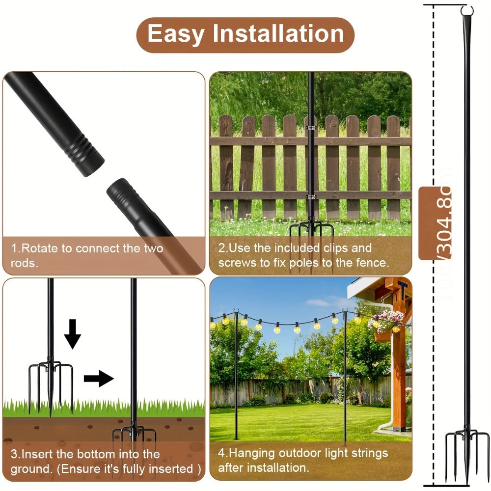 Postes metálicos para guirnaldas | Patio jardín fiestas y decoración