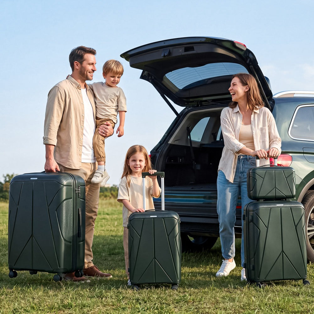 Juego de equipaje rígido de 4 piezas con balanza de equipaje gratuita – Maleta de 20/24/28 pulgadas + Maleta de tocador – Maletas de viaje ligeras de carcasa dura – Ruedas giratorias de 360° – Cerradura TSA – Equipaje de mano y de facturación – ABS – Para