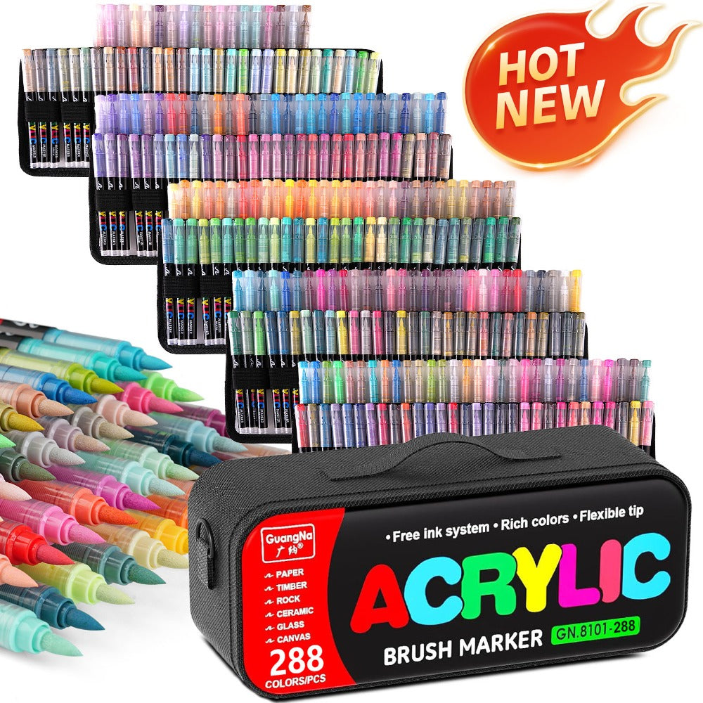 Rotuladores | Set de Marcadores Acrílicos Guangna de 288 Colores, Tinta Líquida, Rotuladores de Dibujo Artístico, Empaque Elegante para Pintura