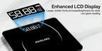 Báscula de baño de alta precisión, báscula electrónica de cuerpo con pantalla LCD ultradelgada con visualización de temperatura, inicio automático al pesar, pesaje hasta 180 kg, cambio de unidad LB/KG, diseño de plataforma de vidrio templado antideslizant