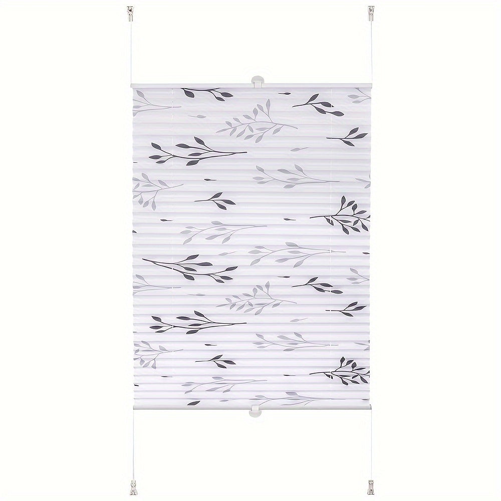 1pc Cortinas Plisadas Sin Taladro Requerido Con Portarrollos de Clip, Cortinas Plisadas de Clip, Cortinas Opacas de Protección Solar con Diseño de Ramas de Árbol, Cortinas para Ventanas y Puertas