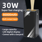 Power bank para carga durante viajes y uso diario | 80000mAh y 30W
