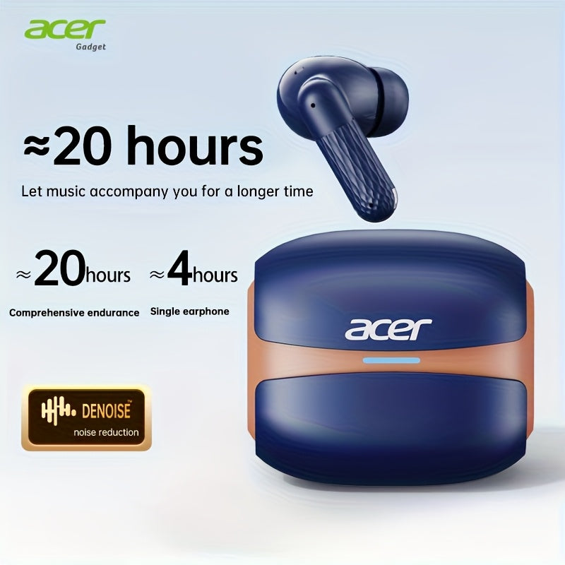 Auriculares Bluetooth | Auriculares inalámbricos Acer OHR548 con cancelación de ruido de mar profundo de 52 dB, diseño intrauditivo, tecnología