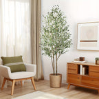 Árboles de olivo artificiales de 120/150/180/210 cm - Plantas de seda sintética con troncos de madera natural y frutos realistas, ideales para hogares, oficinas y salas de estar