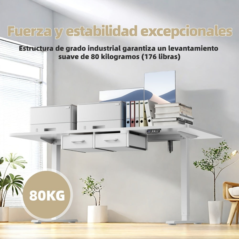 Escritorio Eléctrico Extra Grande Ajustable en Altura, Escritorio Eléctrico Vertical, Escritorio de Ordenador Ajustable en Altura, Mesa de Oficina Gaming Vertical con 2 Ganchos, para Oficina Moderna, Adultos