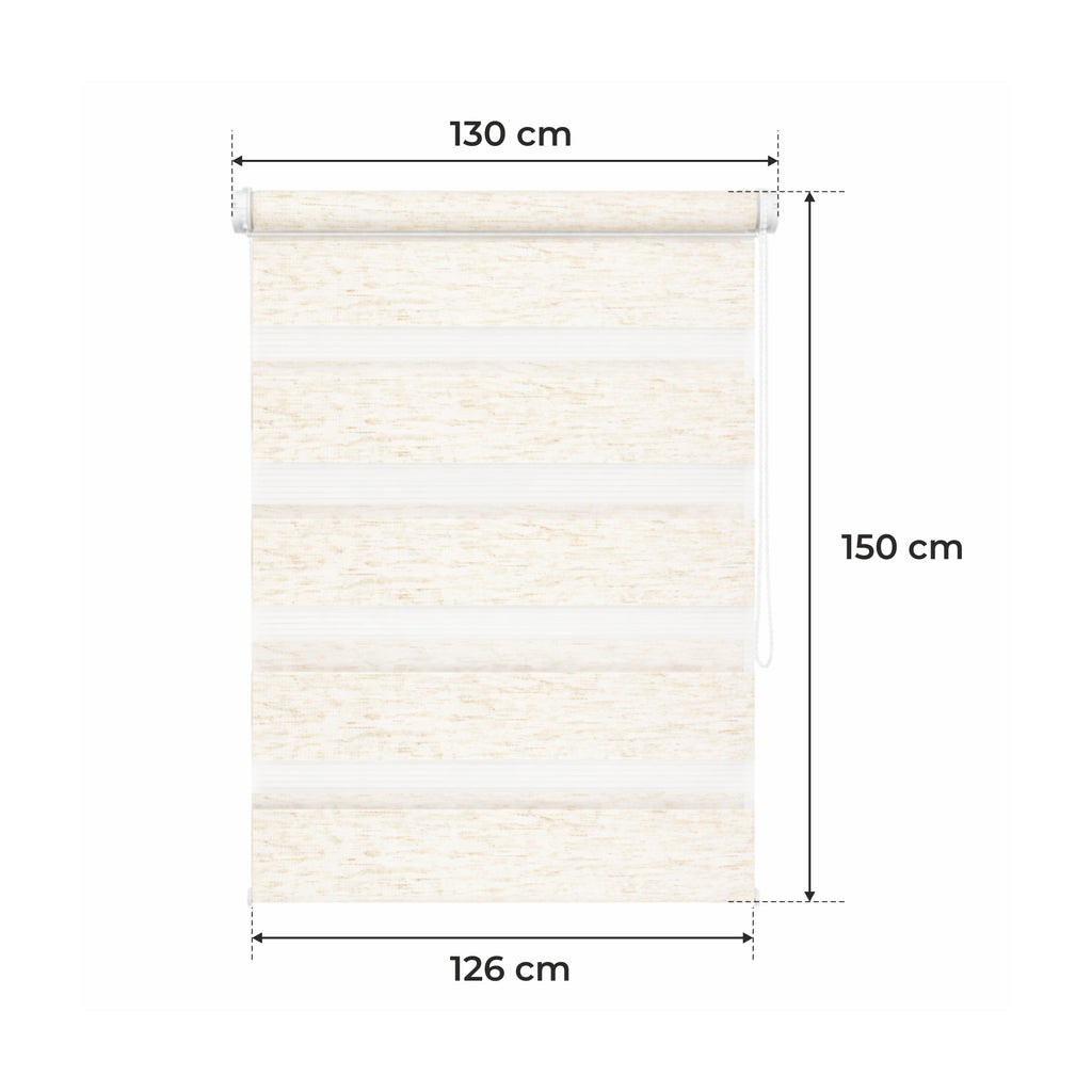 Persiana Día y Noche - Beige Melange - 32 Tamaños - BOJANEK Día y Noche - Instalación No Invasiva en Ventanas, Sin Necesidad de Taladrar, Ajuste por Cadena, Soportes Ajustables para Diferentes Grosos de Ventanas, Diseño Moderno, Protección de Luz y Privac
