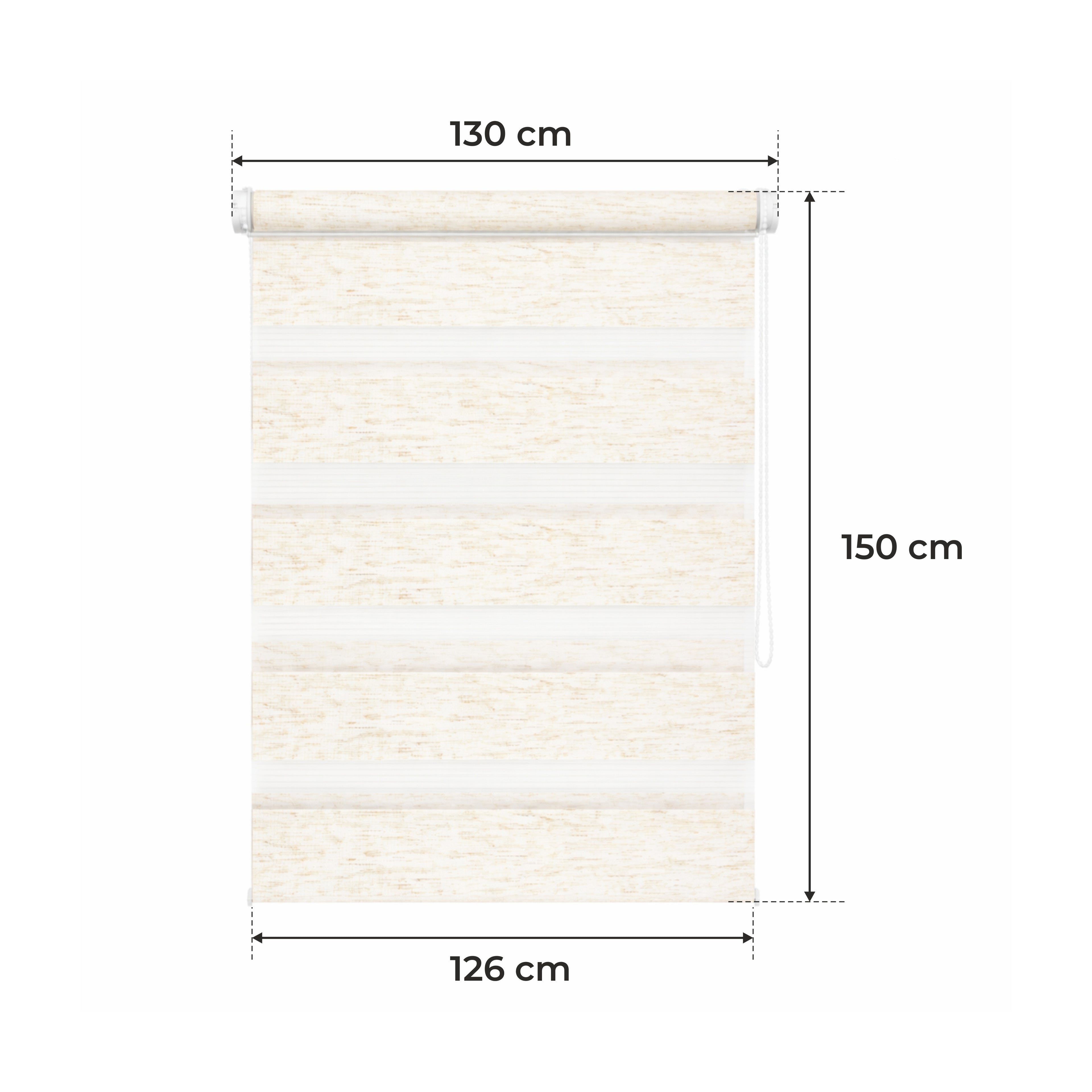 Persiana Día y Noche - Beige Melange - 32 Tamaños - BOJANEK Día y Noche - Instalación No Invasiva en Ventanas, Sin Necesidad de Taladrar, Ajuste por Cadena, Soportes Ajustables para Diferentes Grosos de Ventanas, Diseño Moderno, Protección de Luz y Privac